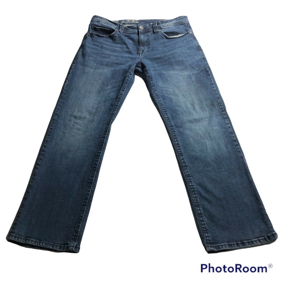Mens TK Axel Blue Denim Jean Straight Leg Medium Wash Size 34 x 32